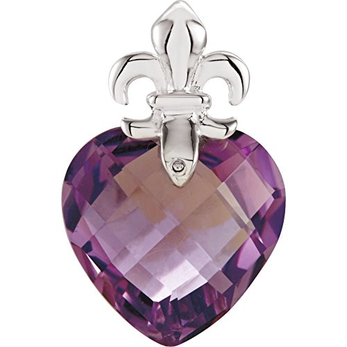 925 Sterling Silver Checkerboard Amethyst Pendant Necklace 13x13mm Jewelry Gifts for Women