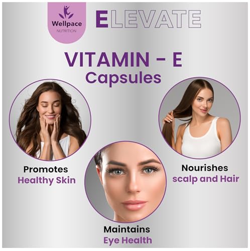Elevate 400 IU Vitamin E Capsules For Face And Hair|100% Natural Vitamin E Supplement With Vitamin E Oil|Paraben Free - 200 Capsules