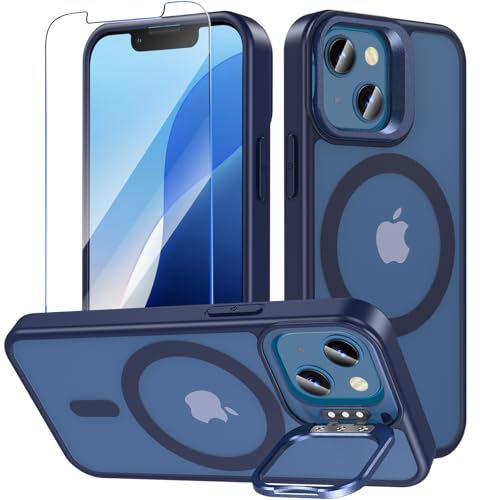 OWKEY Magnetisch für iPhone 13 Mini Hülle/iPhone 12 Mini Hülle mit Ständer,Durchscheinend Matt Schutzhülle mit Panzer Sc...