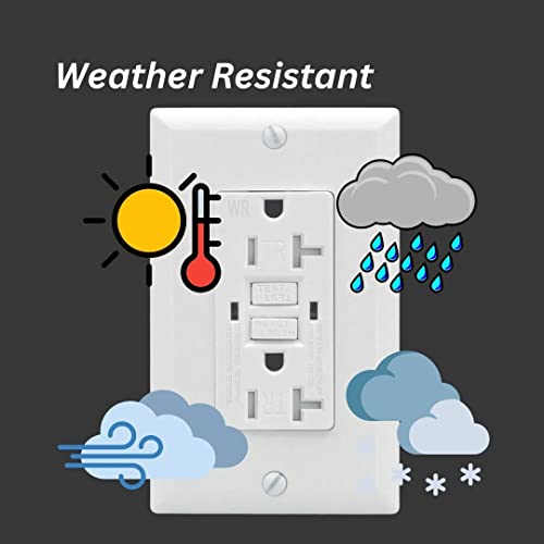 Ah Lighting Gfci 20 Amp Self Test, Tamper And Weather Resistant Duplex Receptacle, Standard Decorative Outlet With Led Indicator, Ground Fault Circuit Interrupter, Ul 943, White (50-Pack) #TOP5