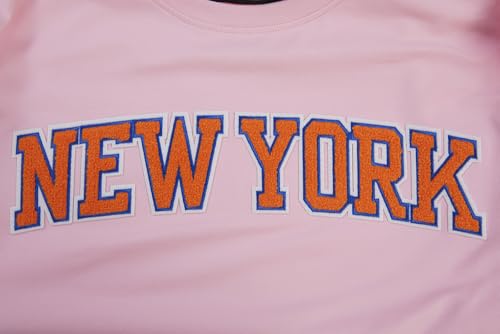 Pro Standard Mens NBA New York Knicks Classic Chenille Short Sleeve Tee Pink S by Pro Standard - Image 2