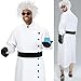 Jiuguva 9 Pcs Halloween Mad Scientist Costume for Adult Men Including Coat Belt Cup Gloves Goggles Wig Mustache Eyebrows (XX-Large) Black
