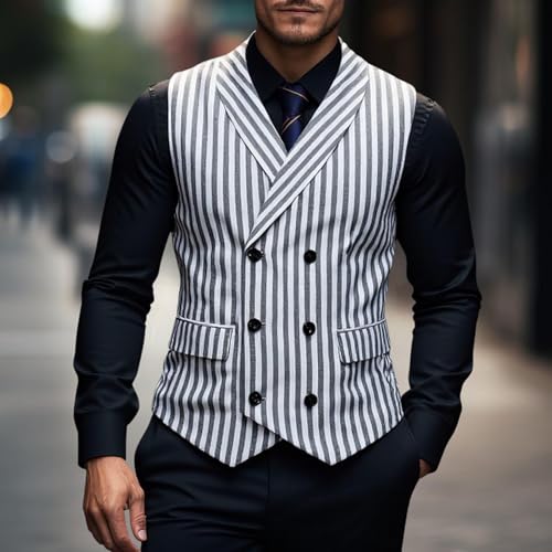 Double Breasted Vest Men Vintage Tuxedo Business Casual Dress Suit Vests Classic Herringbone Prom Outfits Work Vest2