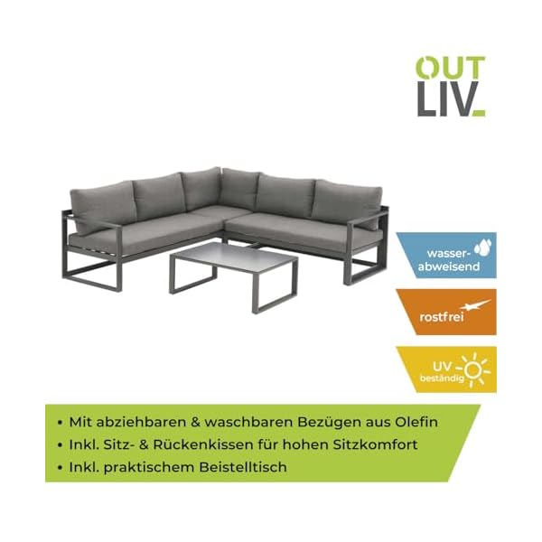 OUTLIV. Ecklounge Set Florenz Dunkelgrau
