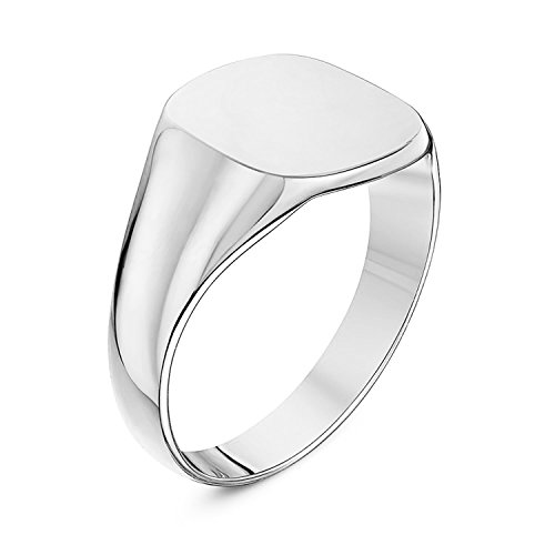 LANDA JEWEL Unisex Sterling Silver Cushion or Oval Shape Heavy Weight Polished Signet Ring3