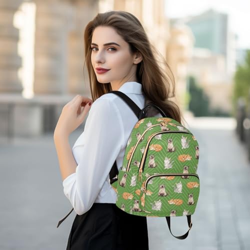 Image of Women Fashion Backpack Purse Cat Print Rucksack, M | Casual Lightweight Quilted Daypack Ladies Bag for College Travel Work