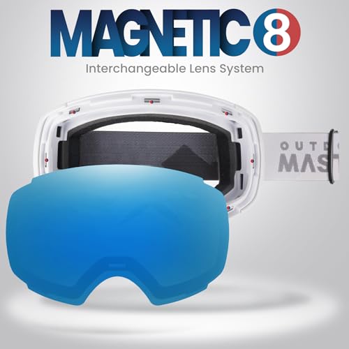 Image of OutdoorMaster Ski Goggles PRO - Frameless, Interchangeable Lens 100% UV400 Protection Snow Goggles for Men & Women (Polarized Blue VLT42%)