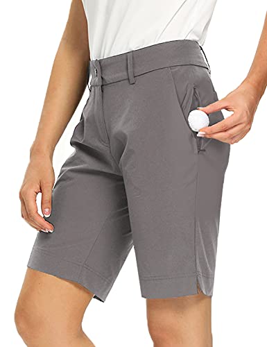 Hiverlay Womens Golf Shorts UPF 50+ Qucik Dry Bermuda Shorts Hiking Cargo Shorts with Zipper Pockets Lightweight Grey XXL