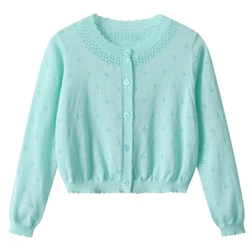 Girls Bolero Shrugs Cardigan Long Sleeve Cute Crochet Knit Cover Up Little Girls Dressy Shrug Sweaters Cropped Coat