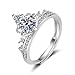 Regalo Fidanzata Anello di Fidanzamento Oro Bianco Argento 14 Carati Moissanite Corona con Pietra Preziosa Dimensione Moglie per Signore Natale Gioielli, 52.5, Oro bianco 14 carati, Moissanite immagine