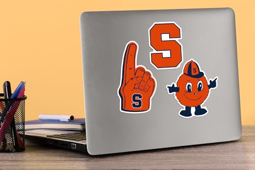 Image of Syracuse University 9ct Vinyl Sticker Pack - Large Waterproof Syracuse Orange, Block‑S, Mascot & Helmet Decals for Laptops, Water Bottles, Tablets, Scrapbooks, Vehicles & More