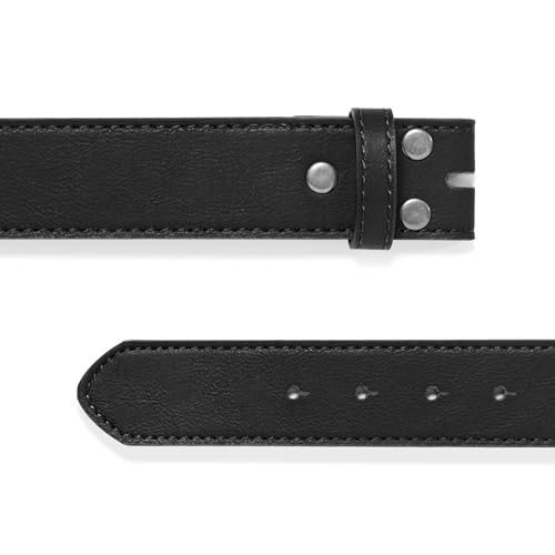 Image of BC Belts Leather Belt Strap with Vintage Distressed Texture 1.5 inch Wide with Snaps and without Buckle