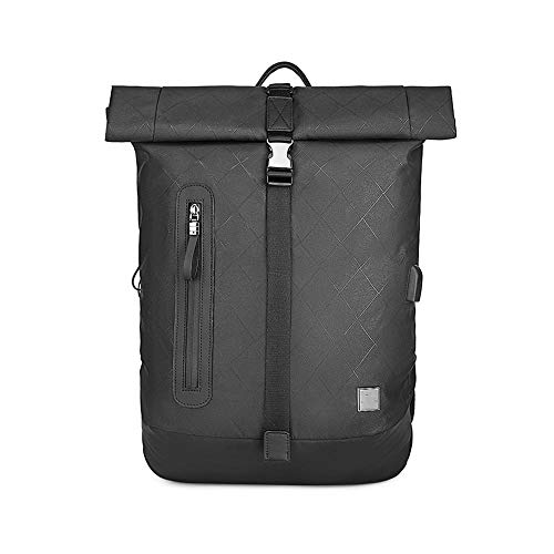 Usb充電登山レジャー防水大容量ラップトップバックパック付きメンズトラベルバックパック-ブラックダイヤ_30 * 12 * 46センチ