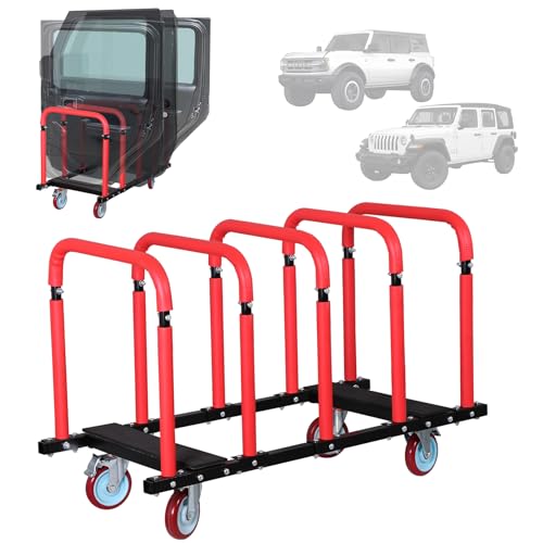 Chintooler Heavy-Duty Door Holder Cart with Sliding Hanger & 5' Wheels, Storage Cart Hanger Rack...