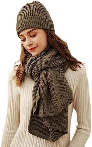 Women Winter Knitted Hat Scarf Set Leopard Beanie Hat Neck Warmer Ski Cap image 5