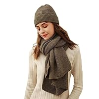 Damen Winter Strickmütze Schal Set Leopard Beanie Mütze Nackenwärmer Skimütze, Braun, EinheitsgröÃŸe