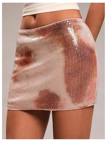 Floerns Women's Tie Dye Bodycon Mini Skirts Shiny Sequin Low Rise Waist Party Pencil Skirt2