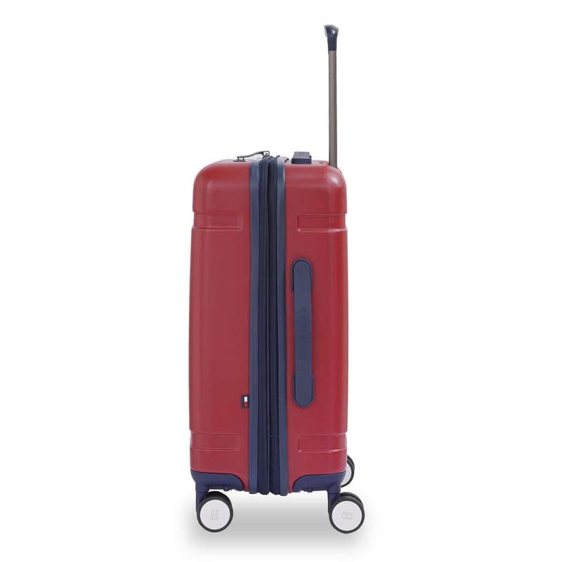 Image of TOMMY HILFIGER Millennia Cabin Hard Luggage - Red |Check-in Trolley Bag with TSA Lock | 360 Spinner Double Wheels | Telescopic Handle | Polycarbonate Hardshell Suitcase | 38L Capacity | 58cm