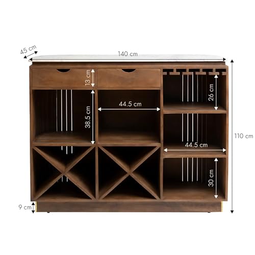 Image of The Attic Carlston Bar Cabinet,Hard and Soft Drinks Bar Storage Cabinet,Wine Wisky Scotch,Bar for Home,Solid Mango Wood,Provential Teak Matte Finish