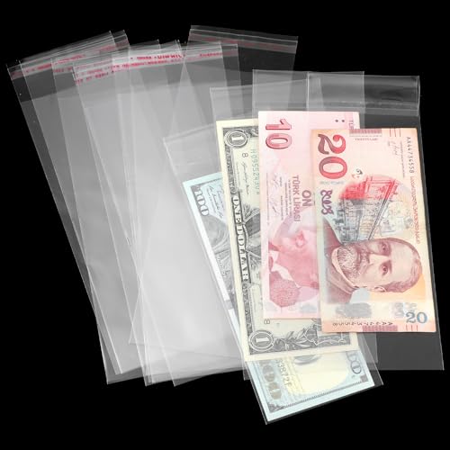 JIYIN Pacote com 100 suportes transparentes de papel-moeda, mangas para notas de dólar, 21 x 6 cm, b