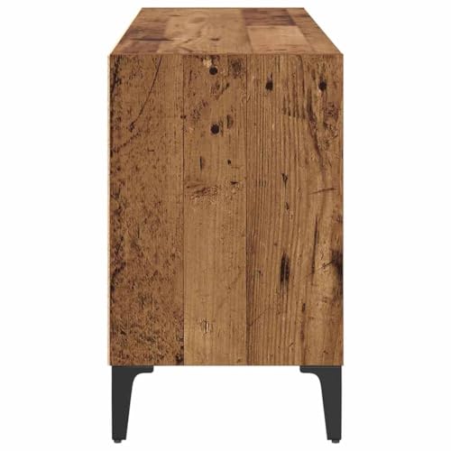 Meuble TV mural bois d’ingénierie marron rustique suspendu avec étagères de rangement salon