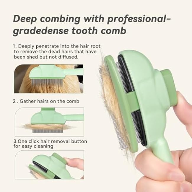 Flea Comb for Cats & Dogs ¨C Removes Loose Hair, Tangles, Fleas & Dander, with Free Electrostatic Pet Hair Removal Glove for Clothes, Furniture, Carpets & Bedding-ng5jVZo5
