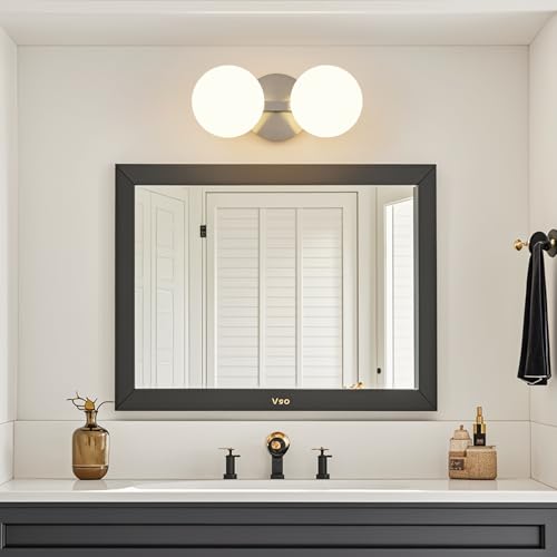 Image of Nickel Globe Wall Sconce,Vanities Lights with 2 Milk Glass Shades. | 6 inch Modern Spherical Vanity Sconces,Contemporary Small Brass Ball Lights Fixture for Entryway Bedside Bathroom,E26 Base