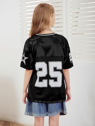 Image of WDIRARA Girl's Number Graphic Jersey Shirts Short Sleeve V Neck Tees Oversized T-Shirt Tops