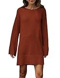 Lianlive Sweater Dress for Women Casual Long Sleeve Knit Dresses Crewneck Pullover Sweaters 2024 Trendy Fall Outfits (Rust-M)