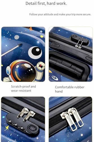 Image of Kids Carry On Luggage with Wheels, 18-inch Hard Shell Suitcase for Boys & Girls, Lightweight Toddler Rolling Travel Bag with Retractable Handle, Durable Hardside Spinner Suitcase for Airplane Travel
