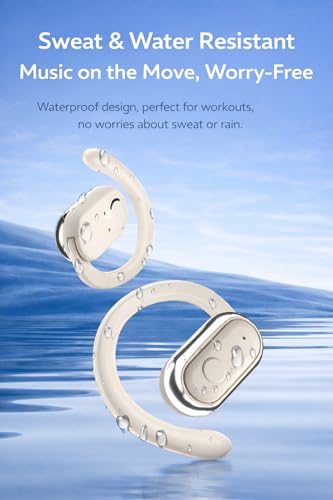 Image of OWS- W300 True Wireless Earbuds, Gaming Earbuds with Open Wearable Stereo, 50 Hours Playtime, Bluetooth 5.4 + ENC Clarity, 13mm HD BASS Drivers, IPX6 Sweat-Proof,Built-in Mic (Beige)