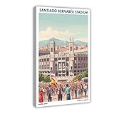 Póster de lienzo del estadio Santiago Bernabéu para decoración de dormitorio, oficina, habitación, regalo, 20 x 30 cm