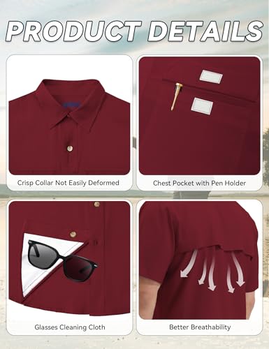 Mens Short Sleeve Sun UV Protection Shirt Cooling Quick Dry Fishing Shirts for Travel Outdoor Camping Hiking UPF 50+4