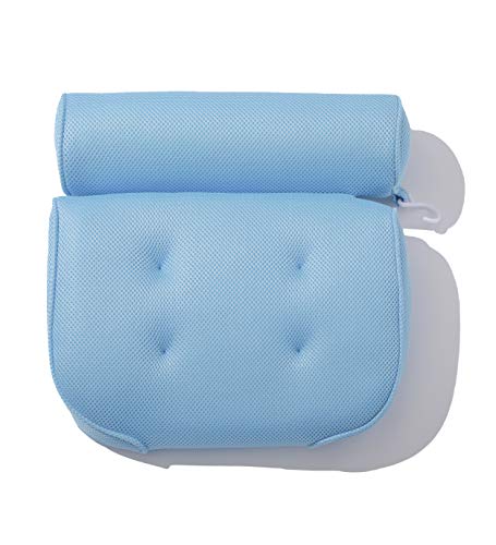 JACARANDA Spa Bath Pillow Large Size, Blue, 2 Panel Bathtub Pillows for Shoulder Neck Support, 3D Air Mesh Breathable Bath Pillow Fits Hot Tub Home Spa, Bathtub Pillow with 4 Powerful Suction Cups