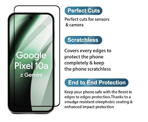 Image of HD Tempered Glass Screen Protector Compatible for Google Pixel 10A 5G with Edge to Edge coverage and Easy Installation kit