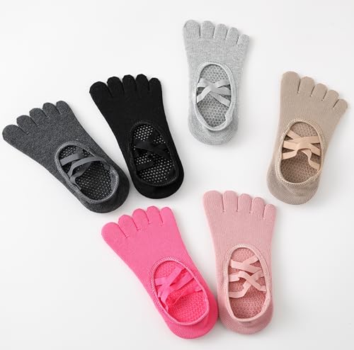 Image of SPENCIAL'S Women Non Slip Yoga Socks With Grips,Cotton Pilates Sports Athletic Dance Short Socks for Girls Ballet Pratice