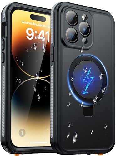 Oterkin for iPhone 14 Pro Max Case Waterproof Magnetic Stand Phone Case with [Built-in Screen Protector & Camera Protector] [IP68 Waterproof] [Full Body Protection] Rugged Case for iPhone 14 Pro Max