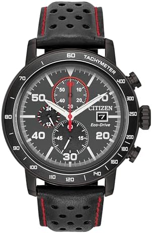 Citizen Mens Chronograph Eco-Drive Watch with Leather Strap
