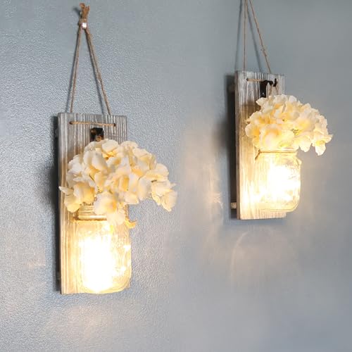 Besuerte-Rustic-Wooden-Wall-Hanging-Decor-with-LED-String-Lights-for-Modern-Living-Room-and-Bedroom-Inspirational-Country-Style-Vintage-Wall-Decoration-Art-6-Hour-Timer-Set-of-2-Grey Besuerte Rustic Wooden Wall Hanging Decor with LED String Lights for Modern Living Room and Bedroom Inspirational Country Style Vintage Wall Decoration Art 6 Hour Timer Set of 2 Grey