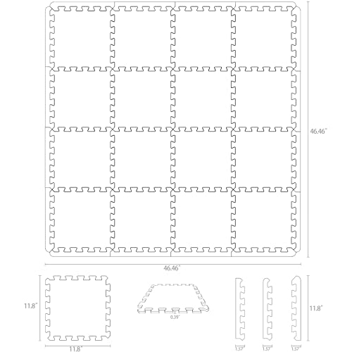 Yostrong® 16 Tiles Interlocking Puzzle Foam Baby Play Mat With Straight Edges For Playing - Eva Babies Crawling Mat | Rubber Floor Work Out Mats For Home Gym. White, Beige, Gray. Yoc-Ajlb16S16 #TOP2
