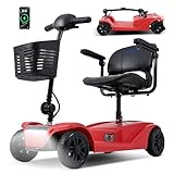 WayCare 15-25 Miles Long Range Mobility Scooter,Weight Capacity 300 LBS+ Powered Mobility Scooters for Seniors, Compact Duty Mobile for Travel with LED Headlight and Detachable Basket(Red)