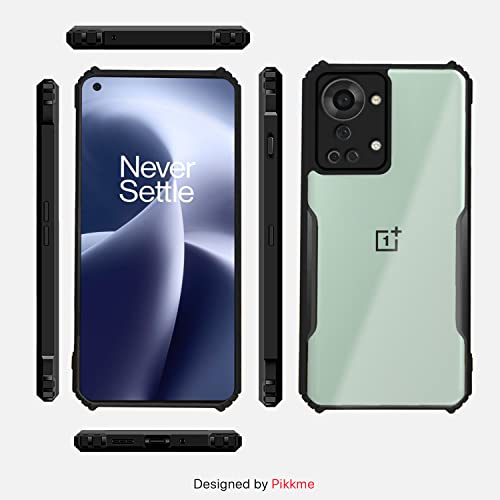 Image of Pikkme Oneplus Nord 2T 5G Back Cover | Crystal Clear Transparent Back | Ultra Hybrid | Full Camera Protection | Raised Edge | Bumper Back Case for Oneplus Nord 2T 5G (Black)