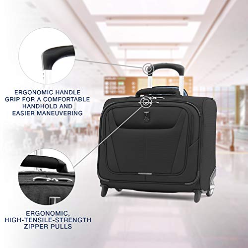 Travelpro Maxlite 5-Softside Lightweight Underseat Rolling Tote Bag, Black, 16-Inch