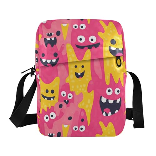 KLL Cartoon Cute Monsters cute messenger bag Vegan Leather cross body bag men Shopping Shoulder Handbag