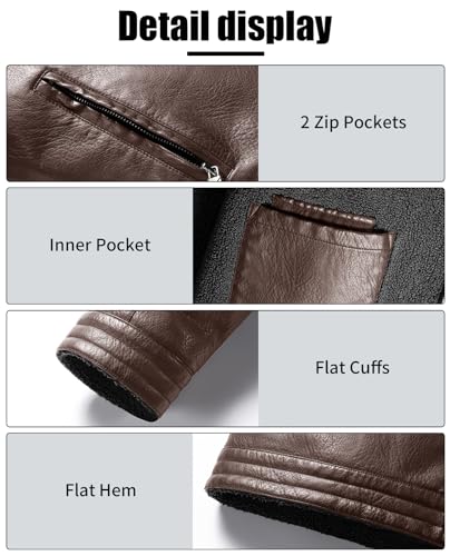 Image of PEGENO Men's Stand Collar Leather Jacket Lightweight Faux Leather Motorcycle Jacket