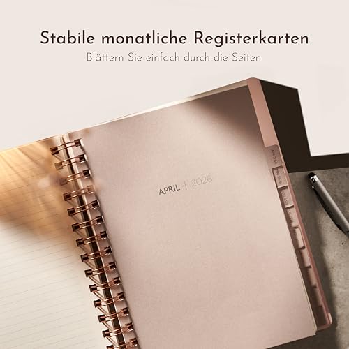 A5 Planer 2026 von Smart Panda – Terminplaner Roségold, Wochenplaner A5 – Kalender Planer – Nov 2025 bis Dez 2026 – auf Deutsch