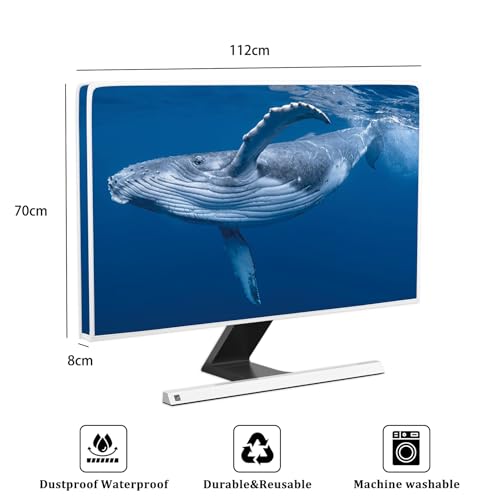 Image of Whale Waterproof Screen TV Cover 45,46,47,48 Inch Waterproof Marine Animals TVs Screen Covers Oceanic Themed Anti-Static Dustproof Protective Cover for Desktop TVs Hanging TV LED LCD OLED