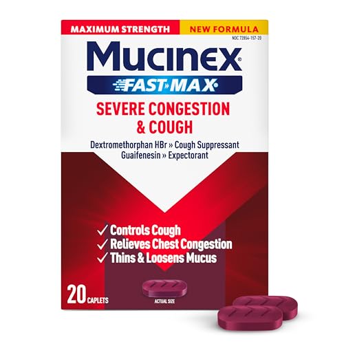 Mucinex Fast-Max Severe Congestion & Cough Medicine for Adults Cough & Bothersome Mucus Relief with Dextromethorphan HBr & Guaifenesin Cough Suppressant & Expectorant Medicine 20 Count