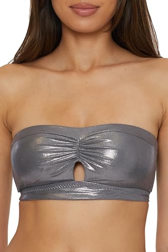BECCA Women's Liquid Metal Bandeau Bikini Top, Adjustable, Swimwear Separates4