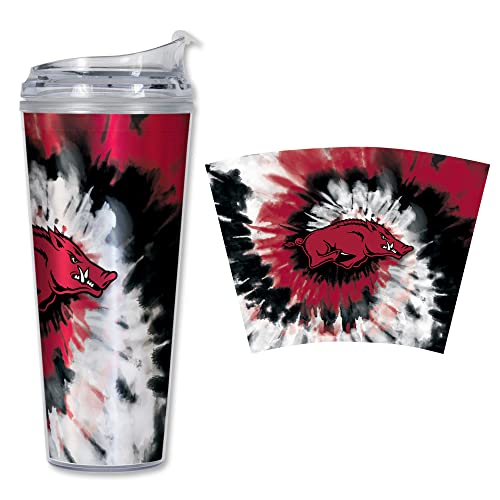 Image of Rico Industries NCAA Glitter 24oz Acrylic Glitter Tumbler with Hinged Lid, Officially Licensed Double Wall Tumbler with Straw